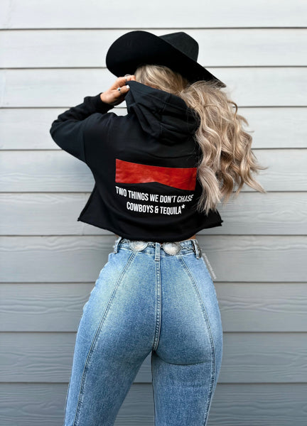 Cowboys & Tequila Cropped Hoodie
