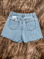 Dolly Denim Fringe Shorts