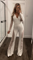 Sexy In White Lace Jumpsuit